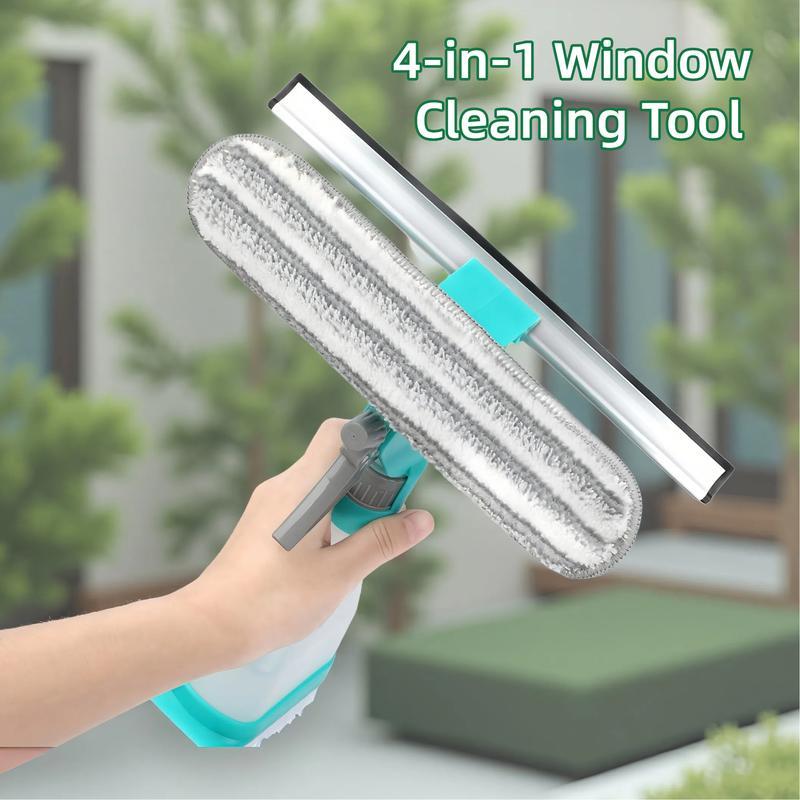 4-in-1 Glass Cleaning Brush - Manual Multi-functional Cleaning Tool With Spray, Scrubbing And Polishing Functions Ergonomic Handle Design